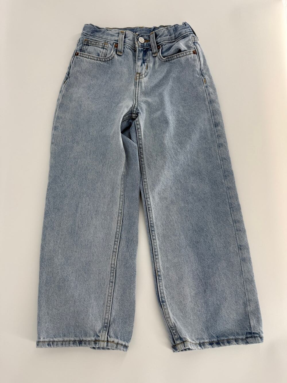 Old Navy Boys Jeans Size 7 Baggy Light Wash Adjustable Waist Denim